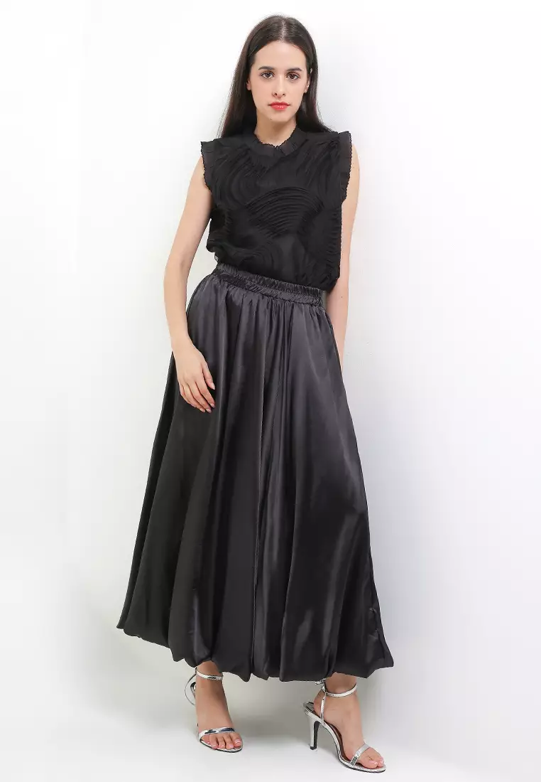 Metallic Maxi Balloon Skirt