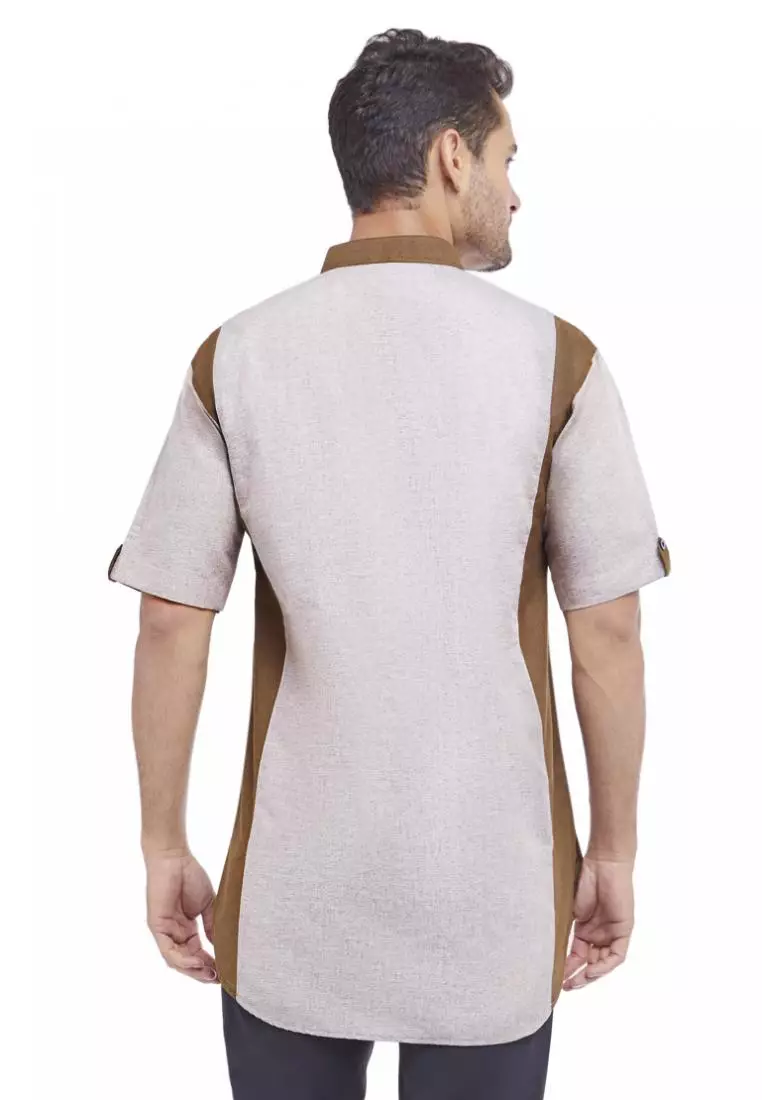 Zayidan Baju Koko Gamis Muslim Pria Raheel - Cream
