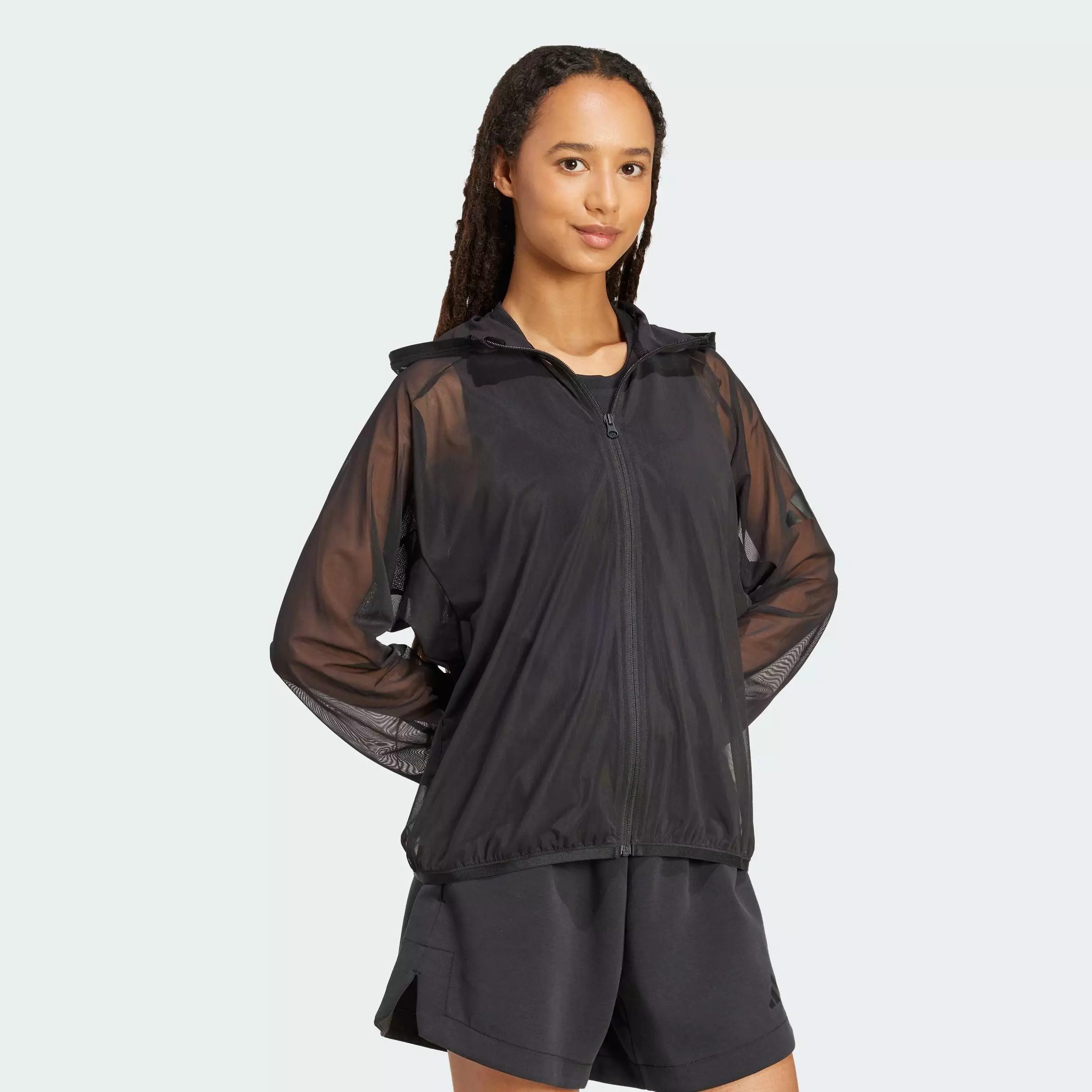 Lifestyle Soft Lux Mesh Full-Zip Hoodie Women Black JM3734