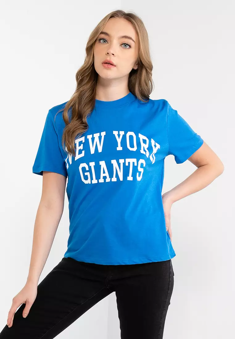 New York Giants Women's Short Sleeve T Shirt Loose V-Neck Blouse Casual Tee  Tops