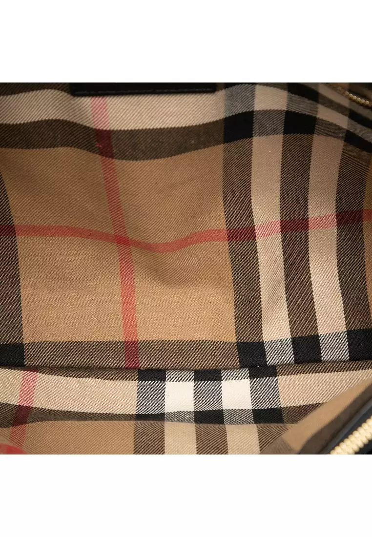 Pre-Loved Burberry Large Suede And Calfskin Banner Satchel