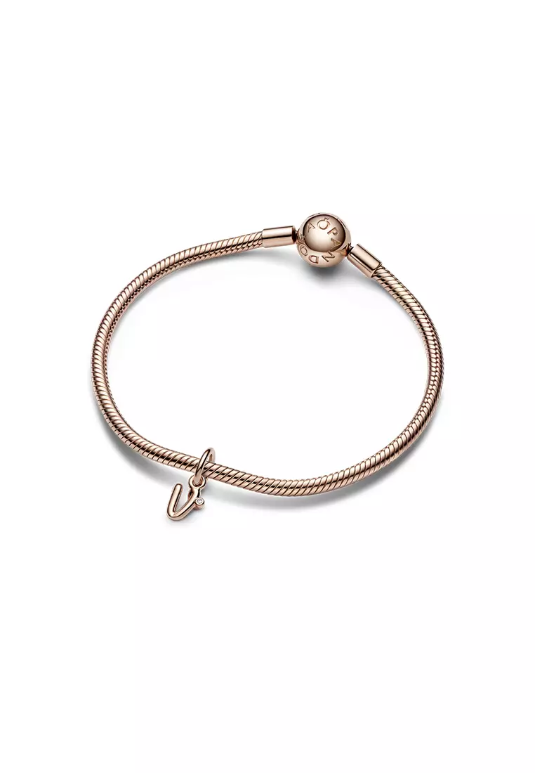 Buy PANDORA Pandora 14K Rose Gold Plated Letter v Script Alphabet
