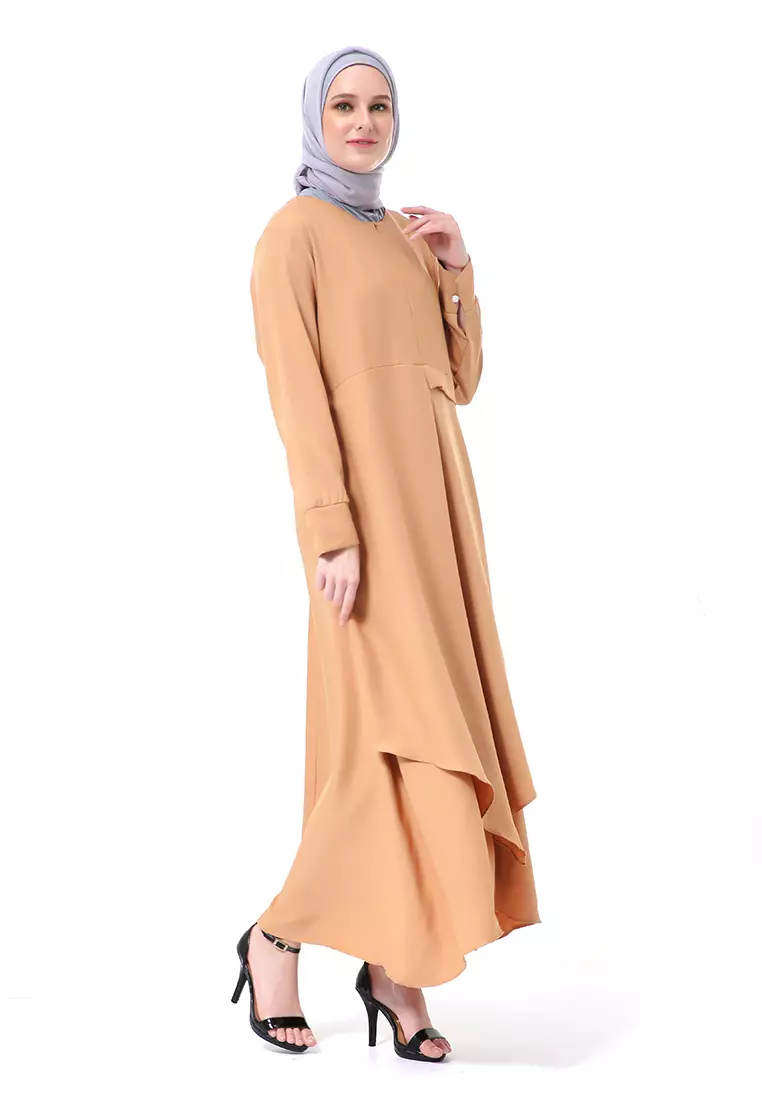 Khalista Gamis Dress Muslimah Lengan Panjang Regular Fit Premium High Quality - Mocca