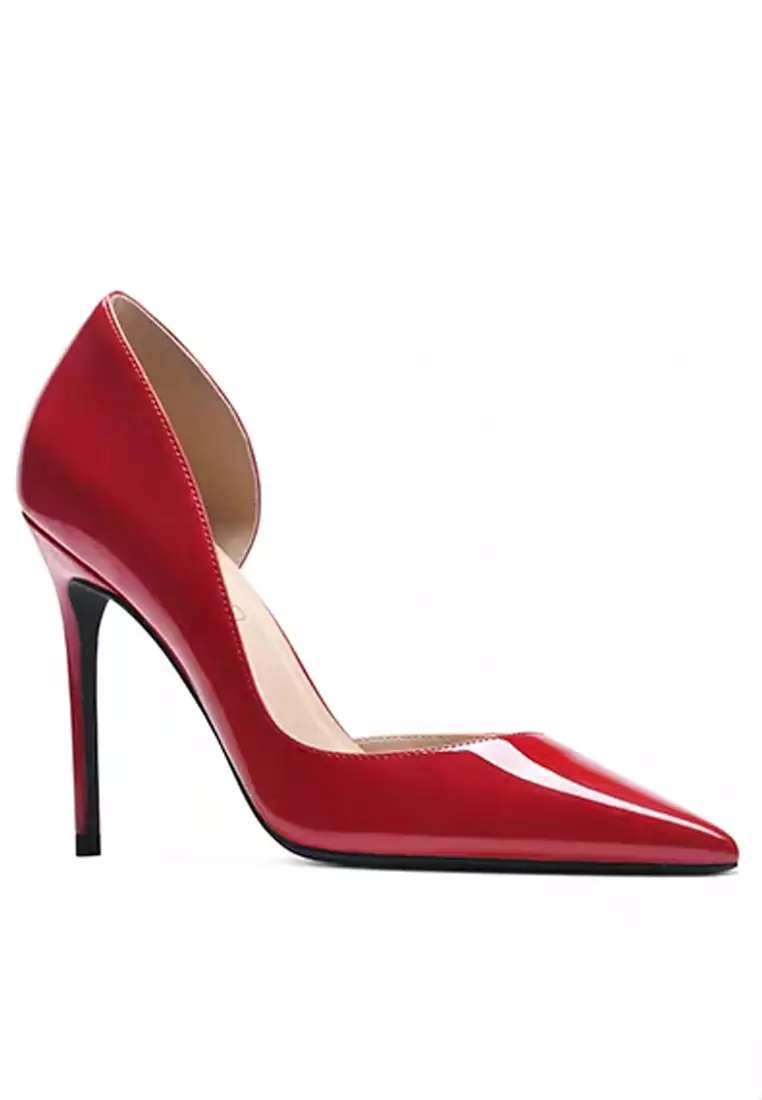 Red leather 2025 high heels