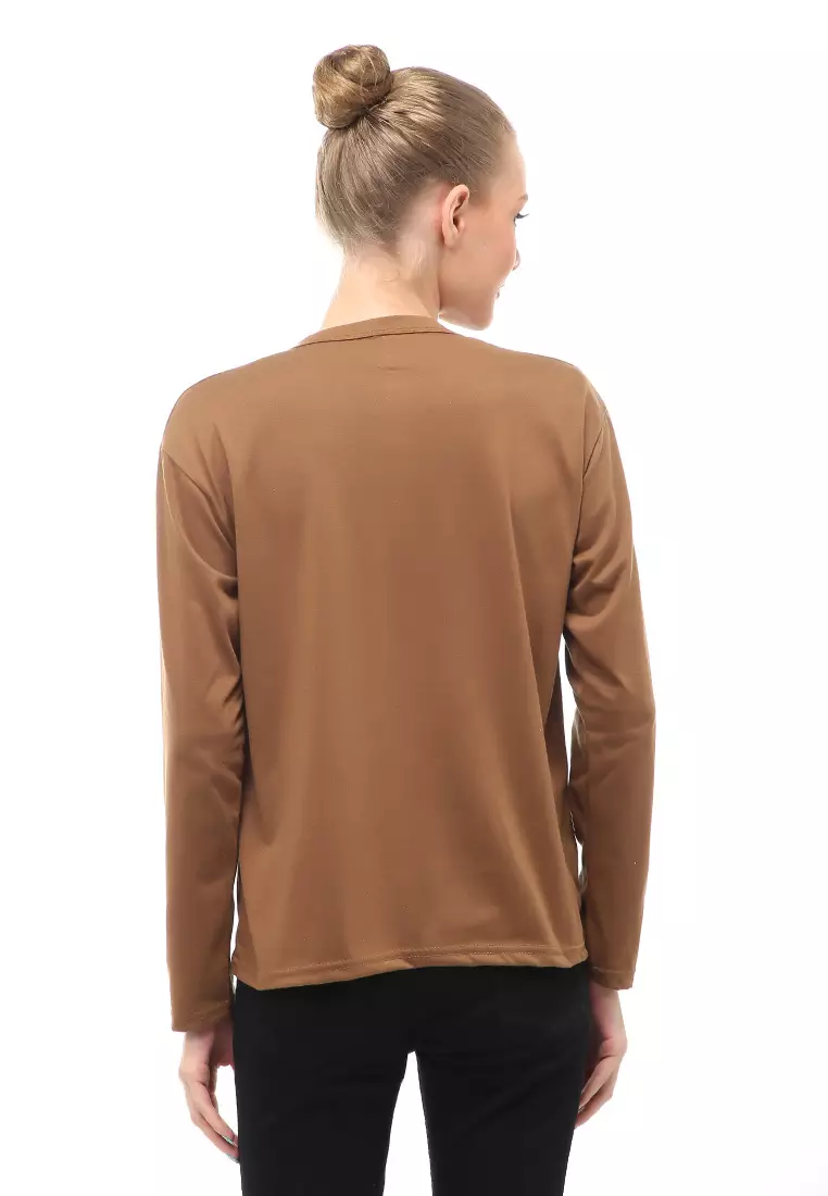 Dreama Kaos Oversized Long Sleeves Atasan Wanita Relaxed Fit - Mopan Polos