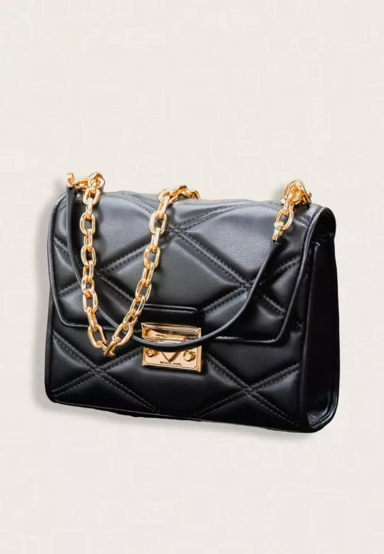 Michael Kors Serena Medium Flap Shoulder Bag Black