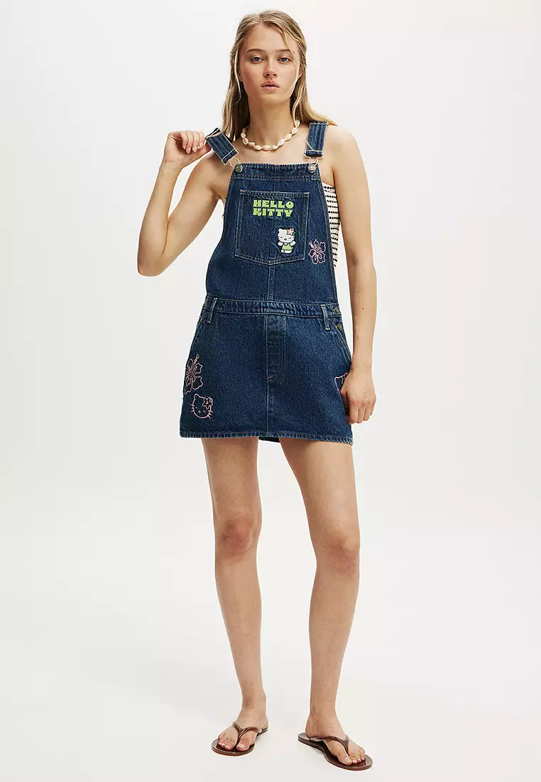 牛仔迷你吊帶連身裙