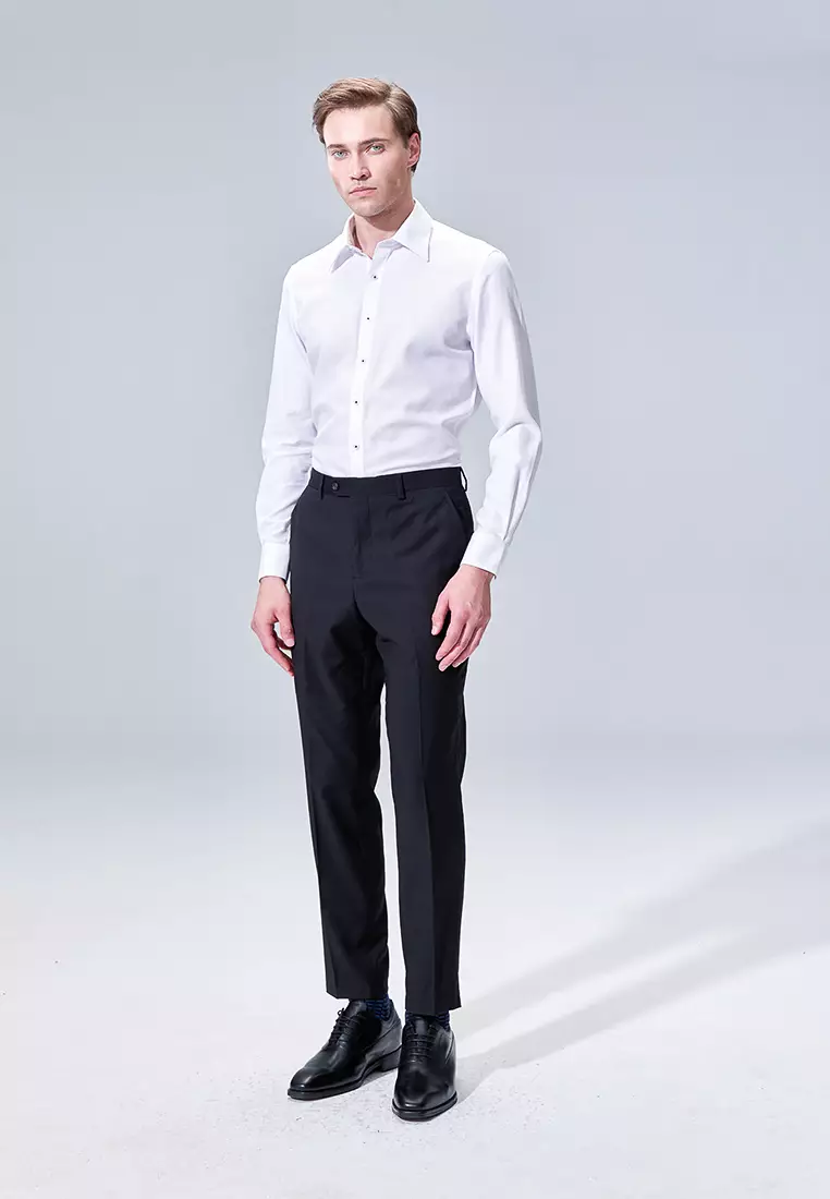 White Texture Slim Fit Shirt