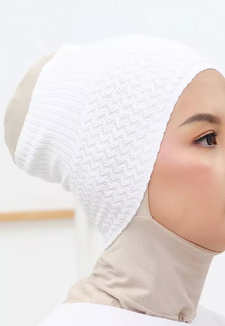 2 in 1 Inner Hijab Bando Rajut Black & White