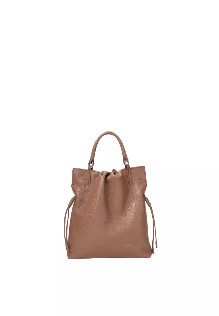 GEORGIANA Small Ruched Shoulder Bag - Caramel