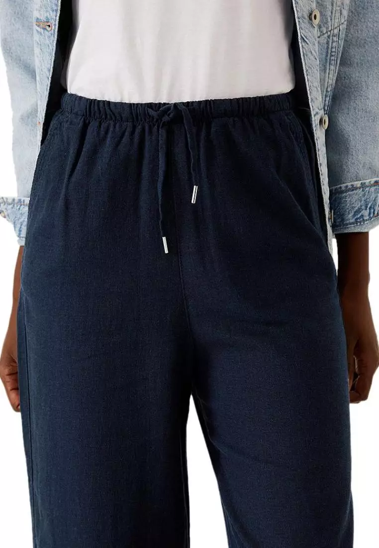 Buy MARKS SPENCER M S Linen Rich Wide Cropped Leg Trousers 2024