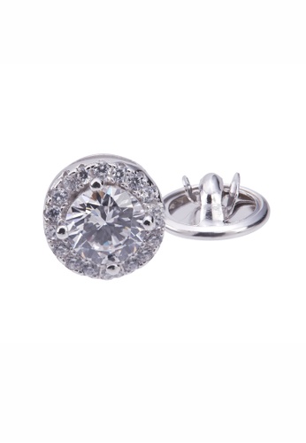 SHANTAL JEWELRY white and silver Cubic Zirconia Silver Diamond Shape Brooch (B) / Hijab Pin SH814AC89EFUSG_1