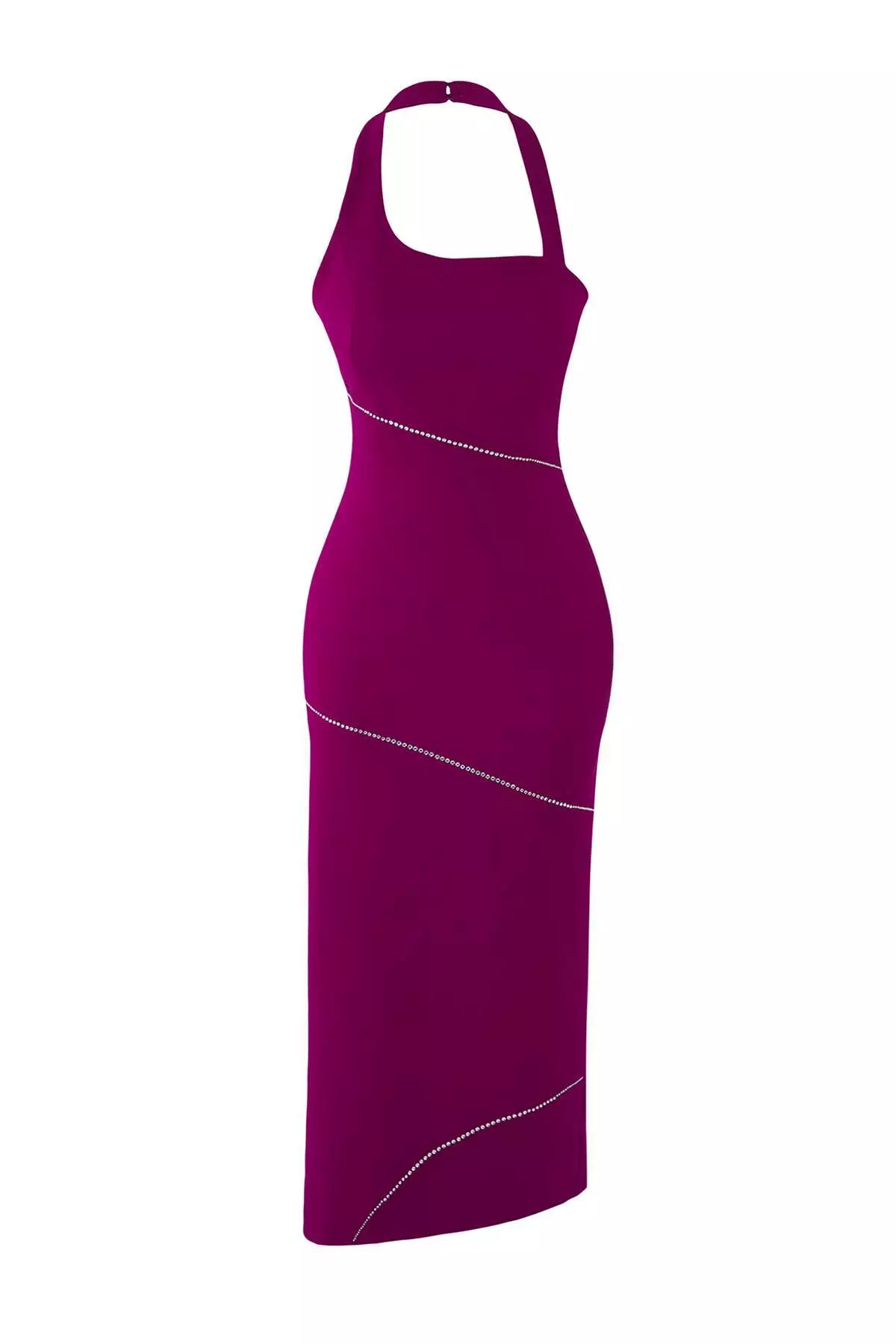 Plum Body-Styling Shiny Stone Woven Evening Graduation Dress Tprss25El00019