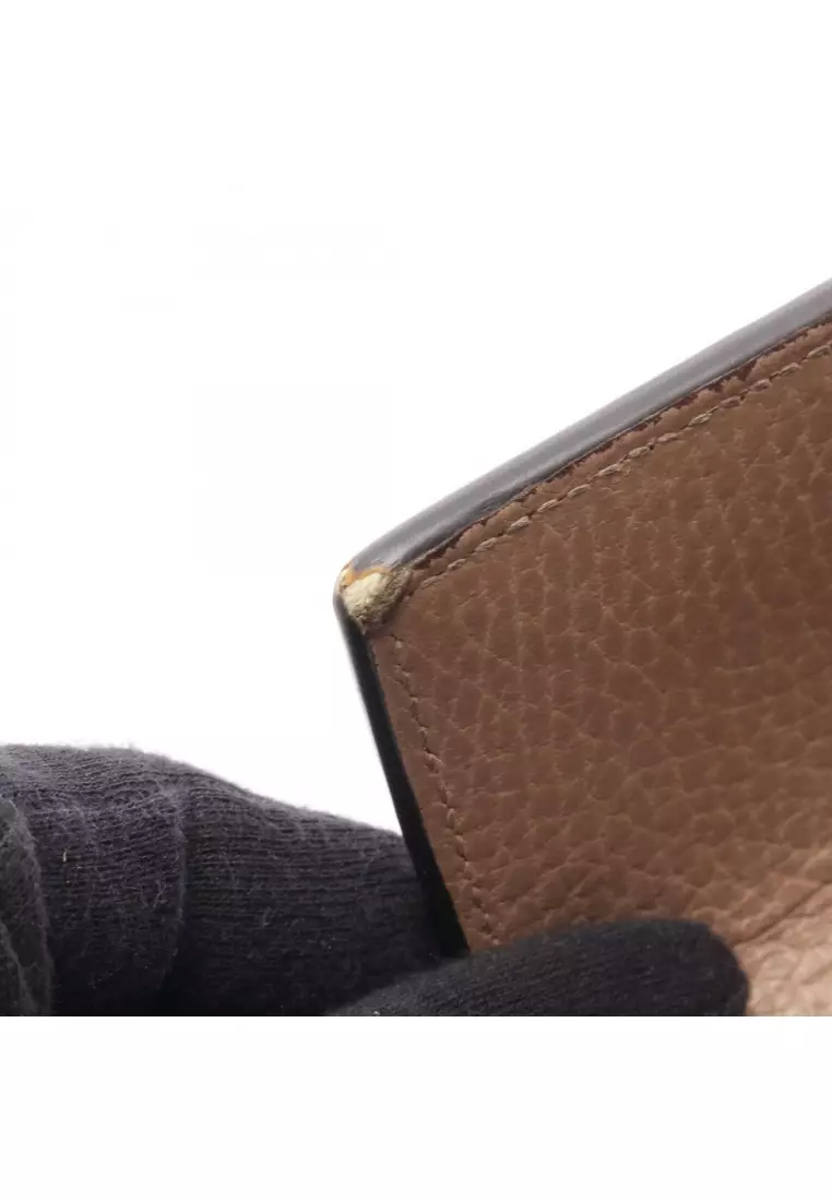 Pre-Loved Gucci petite marmont continental wallet Bi-fold Long Wallet PVC leather pink beige beige Dark brown