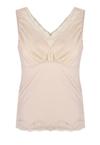 Camisole in Lace-Silk Camisol with Lace-Brown