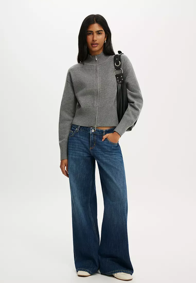 Lotus Cinched Zip Knit Sweatshirt