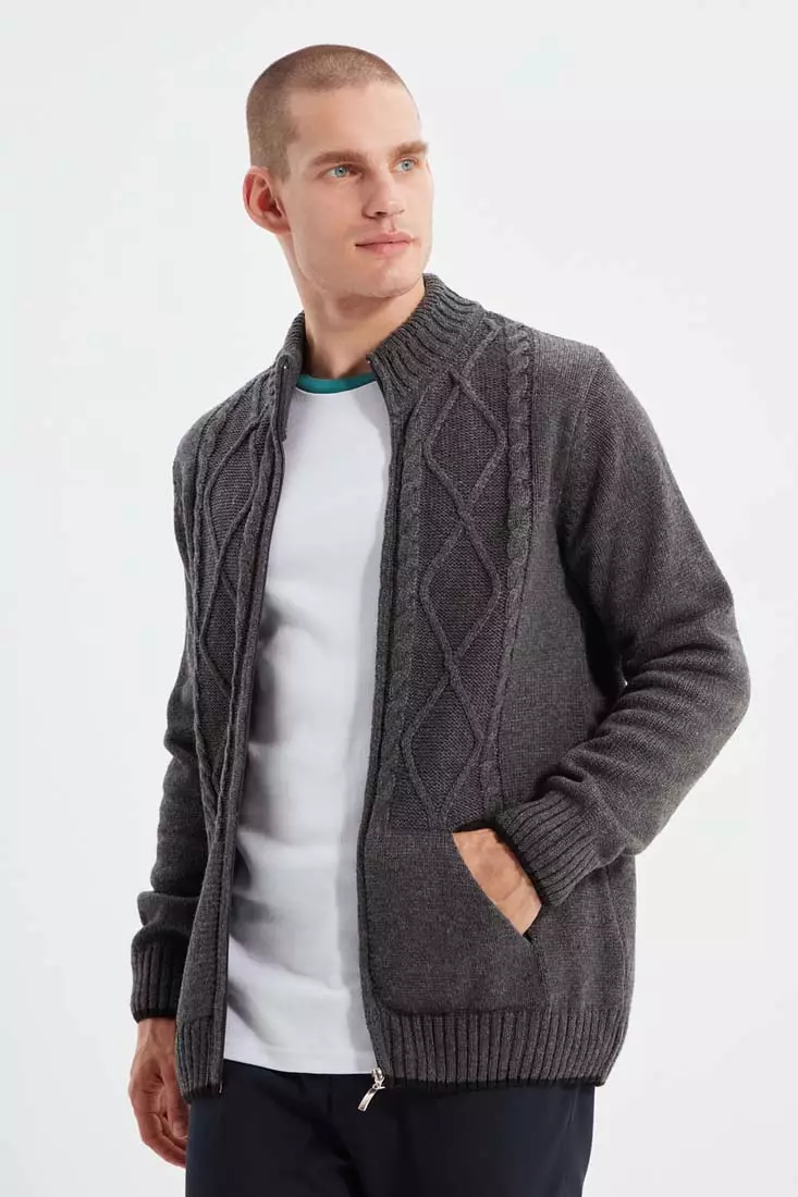 Mens knitted sale cardigan jacket