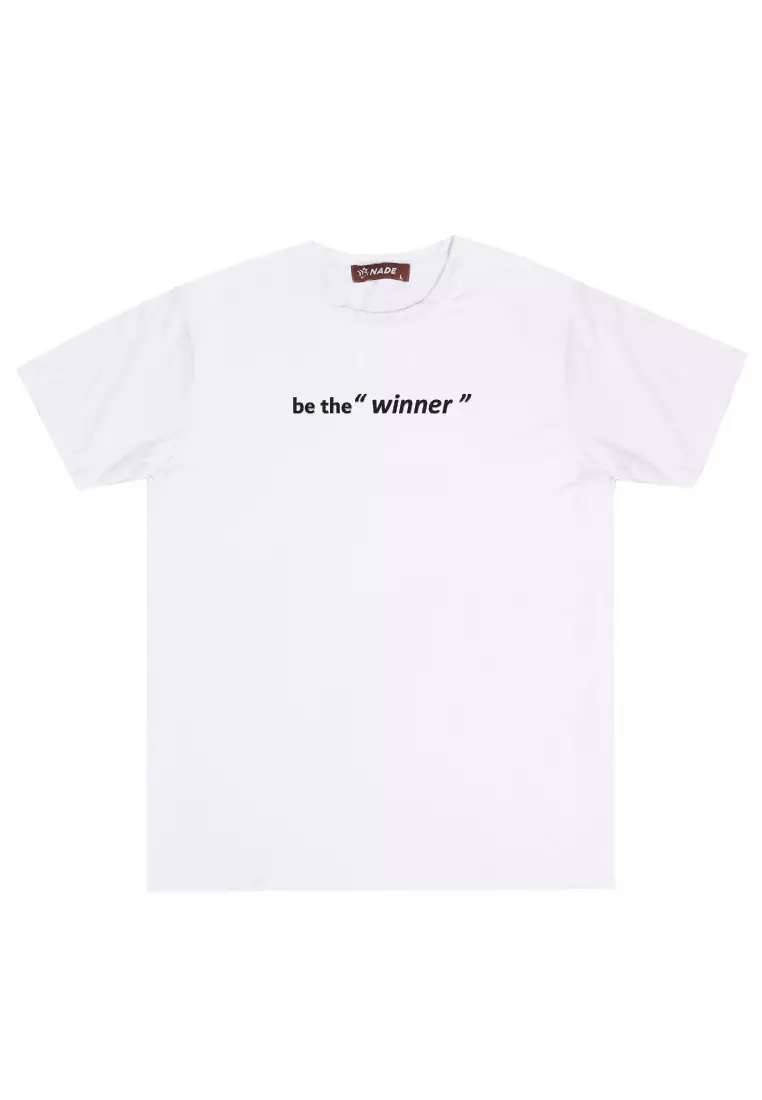 NTD94 Kaos Gym Stretch Nade "be the winner" putih