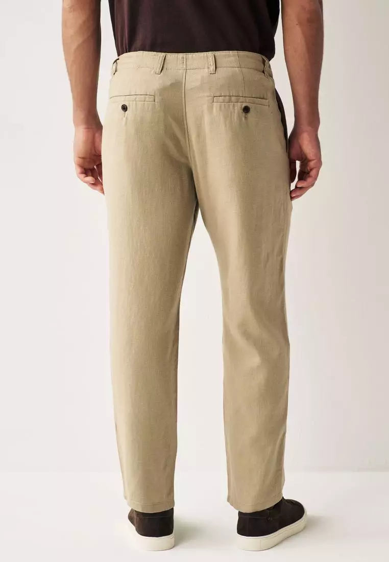 Linen Blend Drawstring Trousers