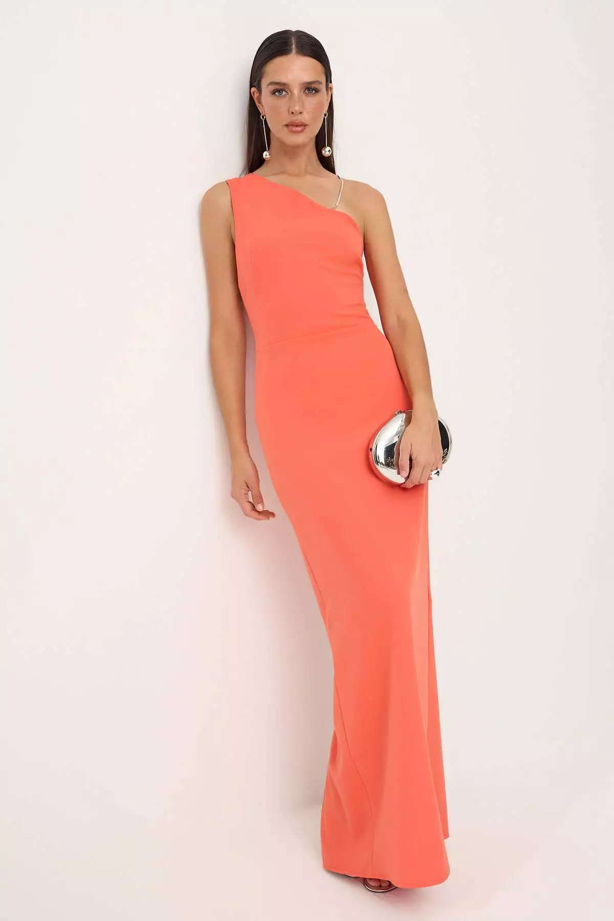 Pomegranate Flower Plain Woven Finike Maxi Evening Dress & Graduation Dress