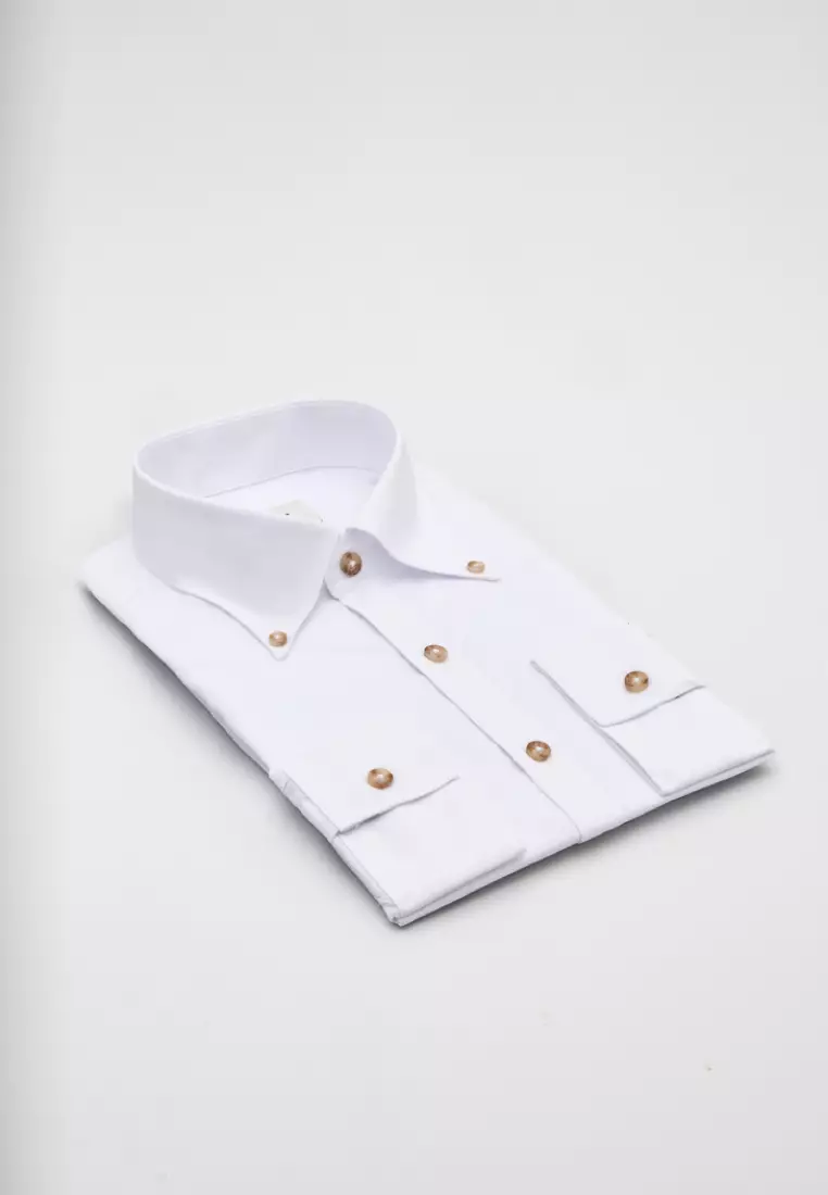 White Texture Slim Fit Shirt