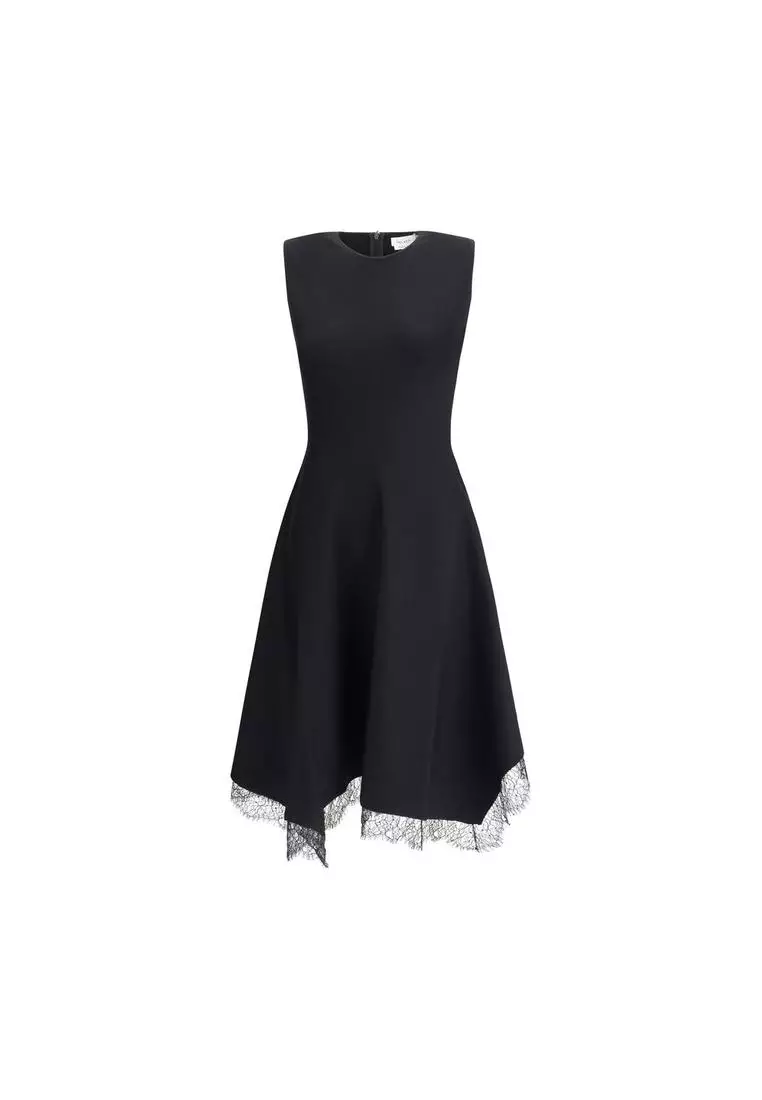 Alexander McQueen Asymmetrical Lace-Insert Midi Dress 2025