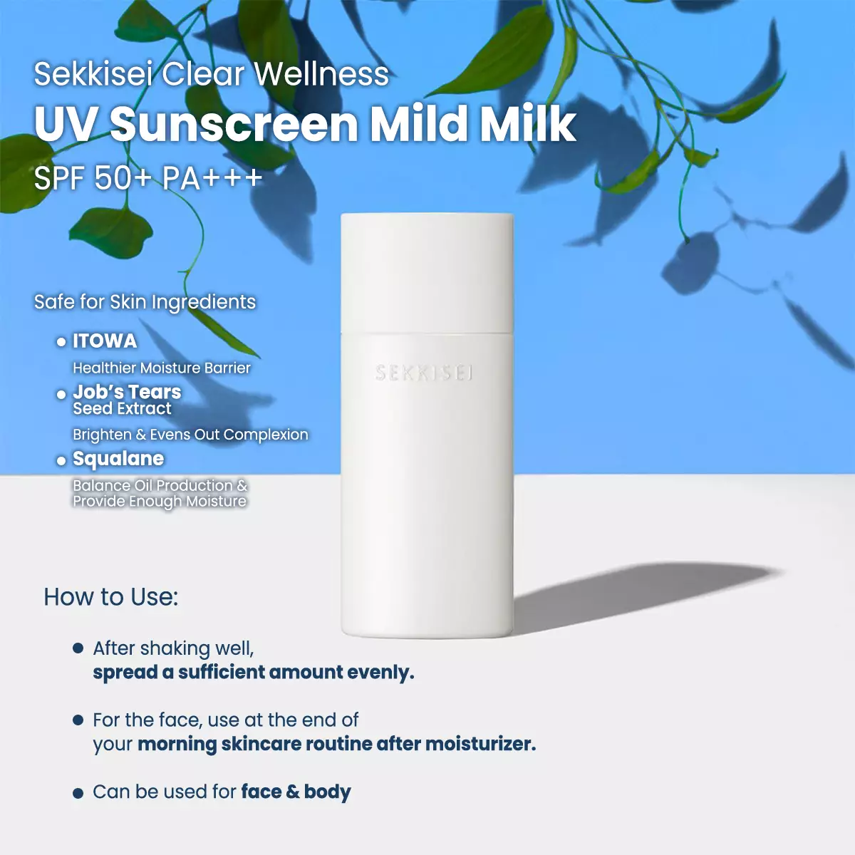KOSE Sekkisei Clear Wellness UV Sunscreen Mild Milk SPF 50+/PA+++