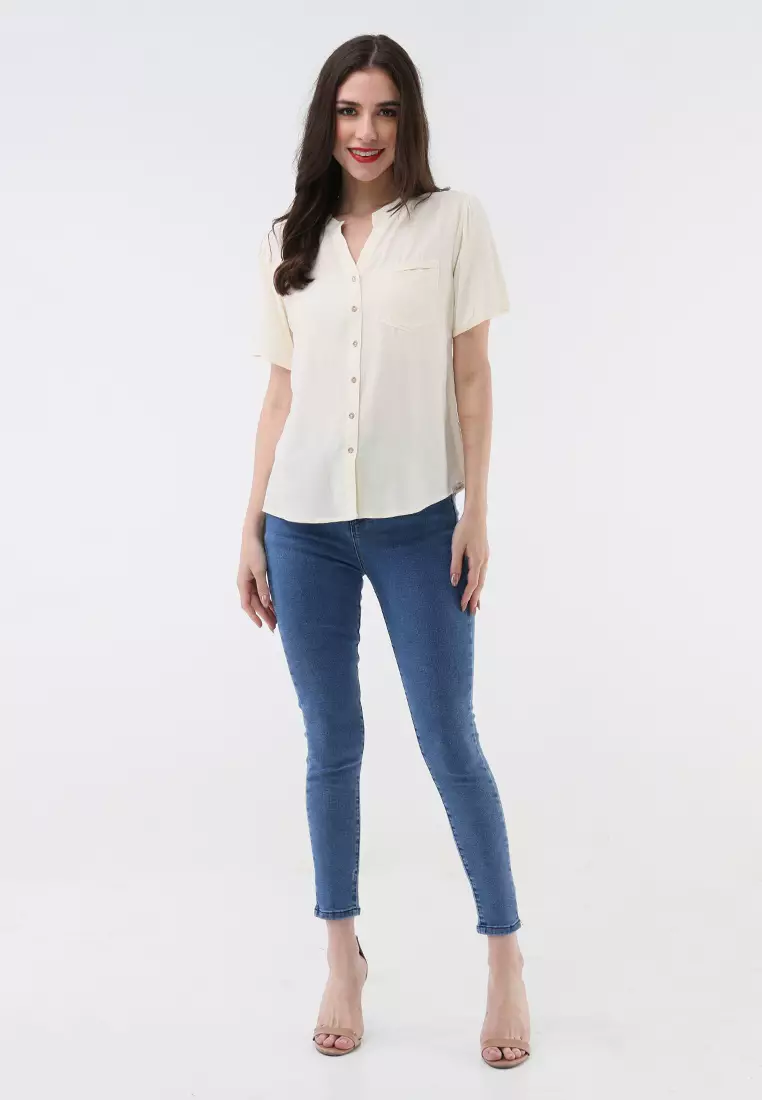Short Slvs Chinese Collar Blouse
