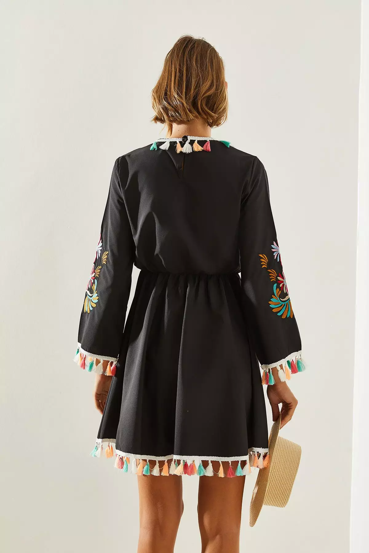 Buy Bianco Lucci Women's Embroidered Waist Elastic Sleeve And Hem