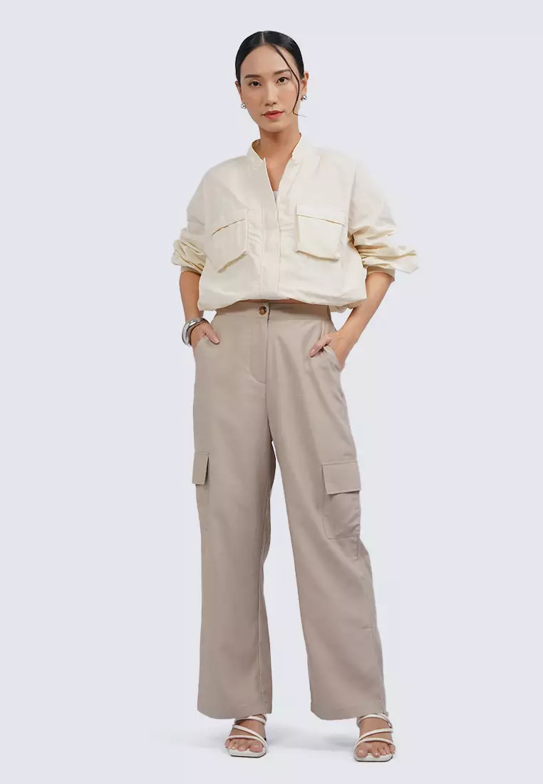 Wide Leg Cargo Pants TAUPE