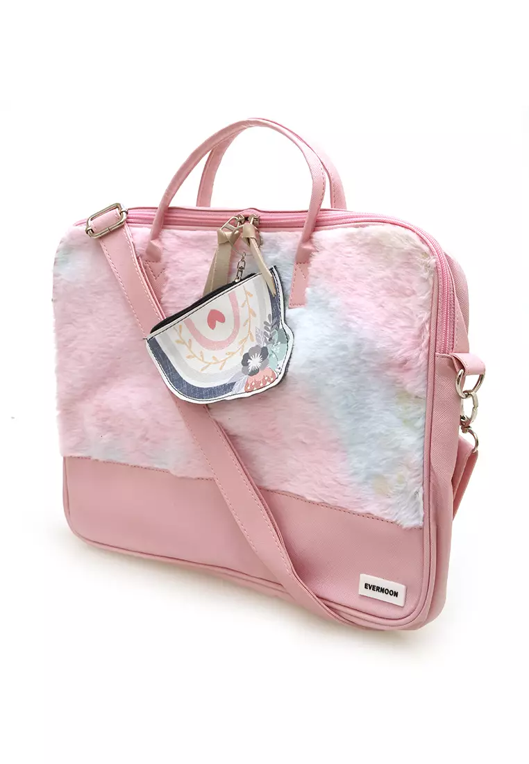 Shania Laptop SlingBag Fluffy Purple Pink With Mini Pouch -  Pink 1 Rainbow