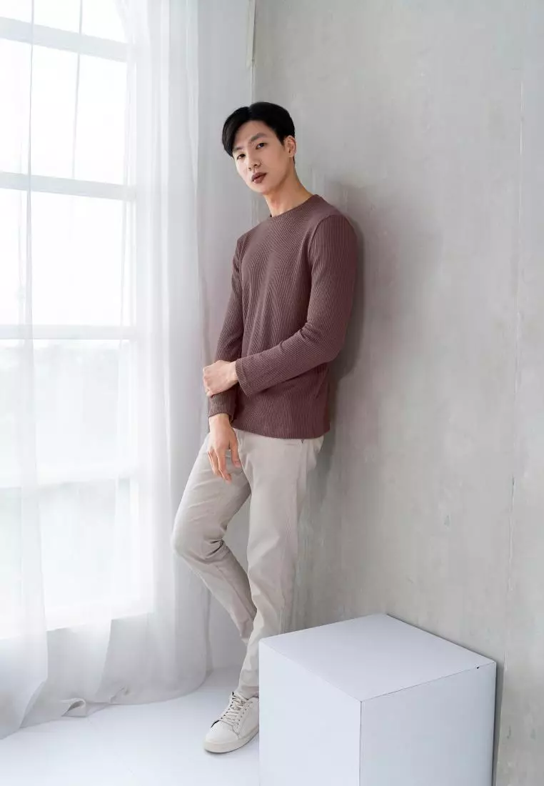 Kale Raffle Purple / Kaos Polos Tekstur Lengan Panjang Pria / Unisex