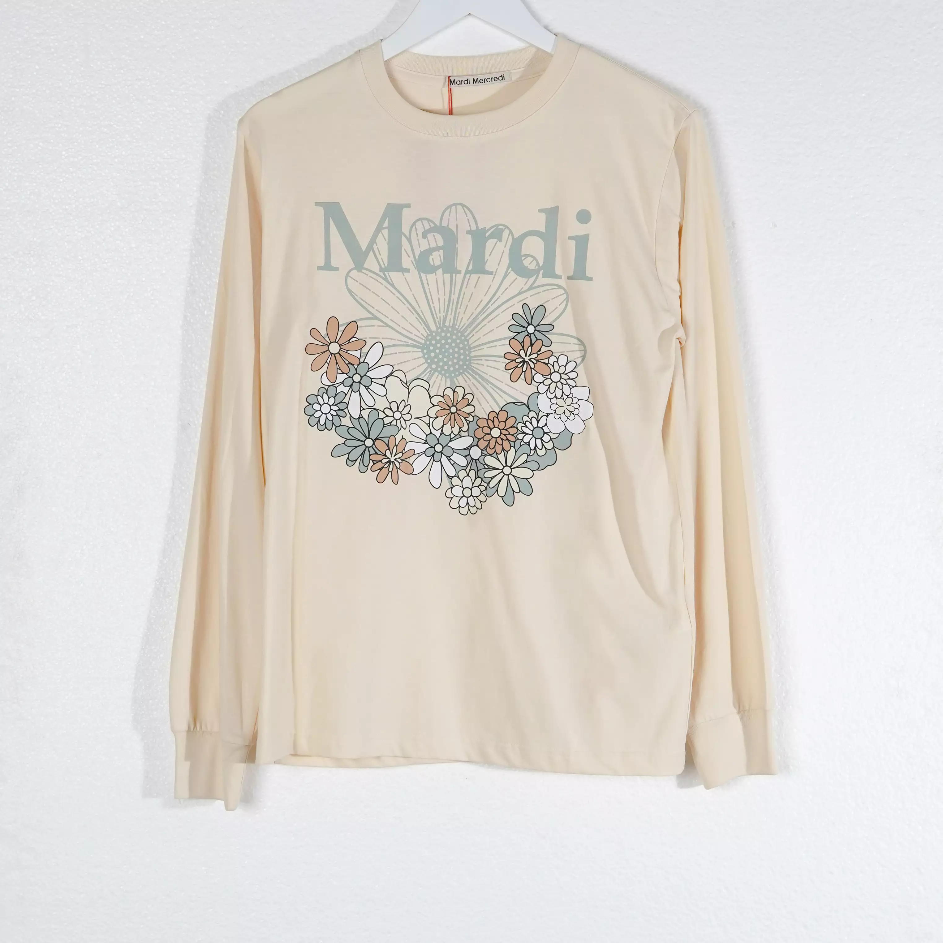Kaos MARDI MERCREDI FLOWER JARDIN SAGE GREEN CREAM LONG TSHIRT 100% ORIGINAL