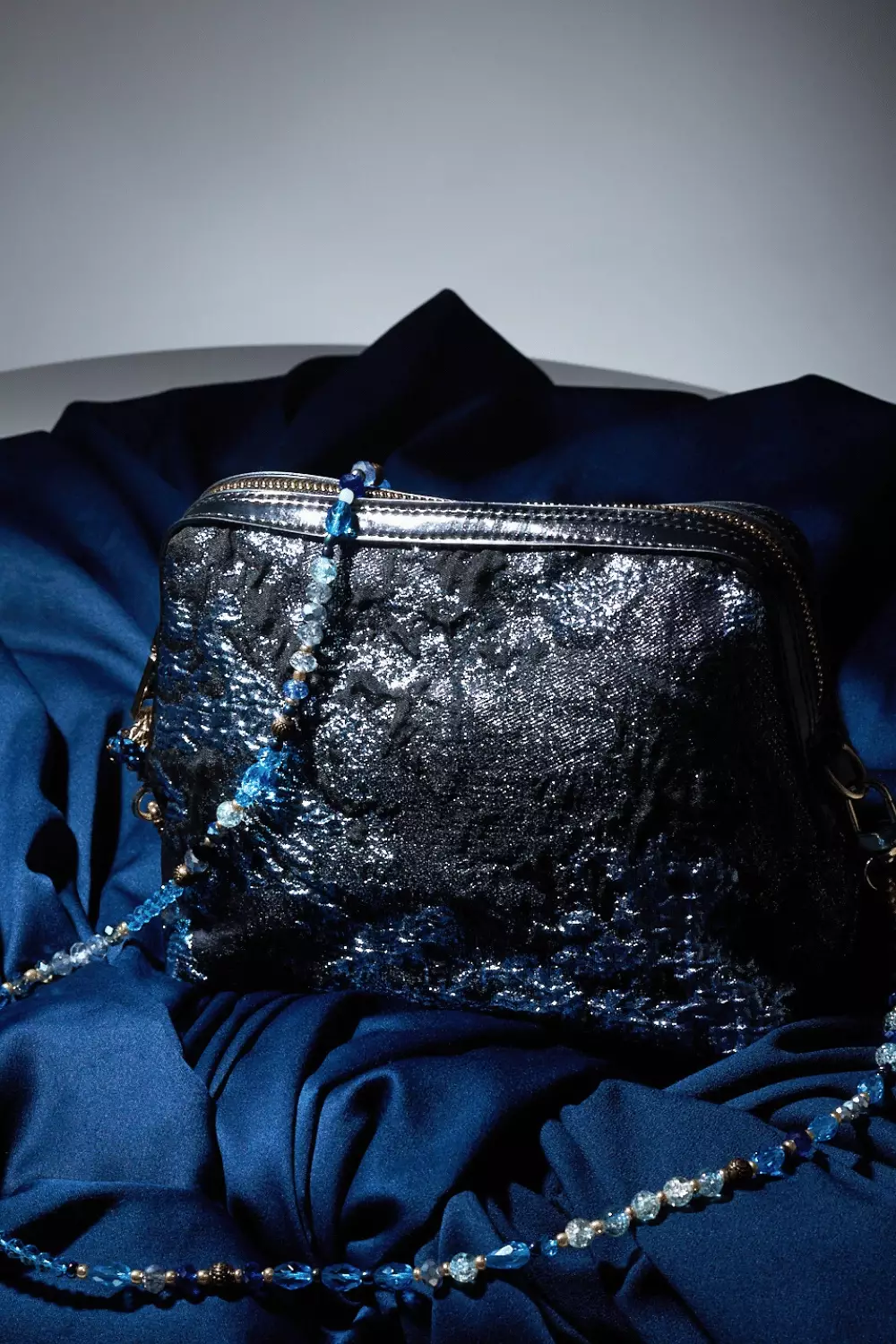 Crystal Embellished Layla Ice blue Clutch Bag