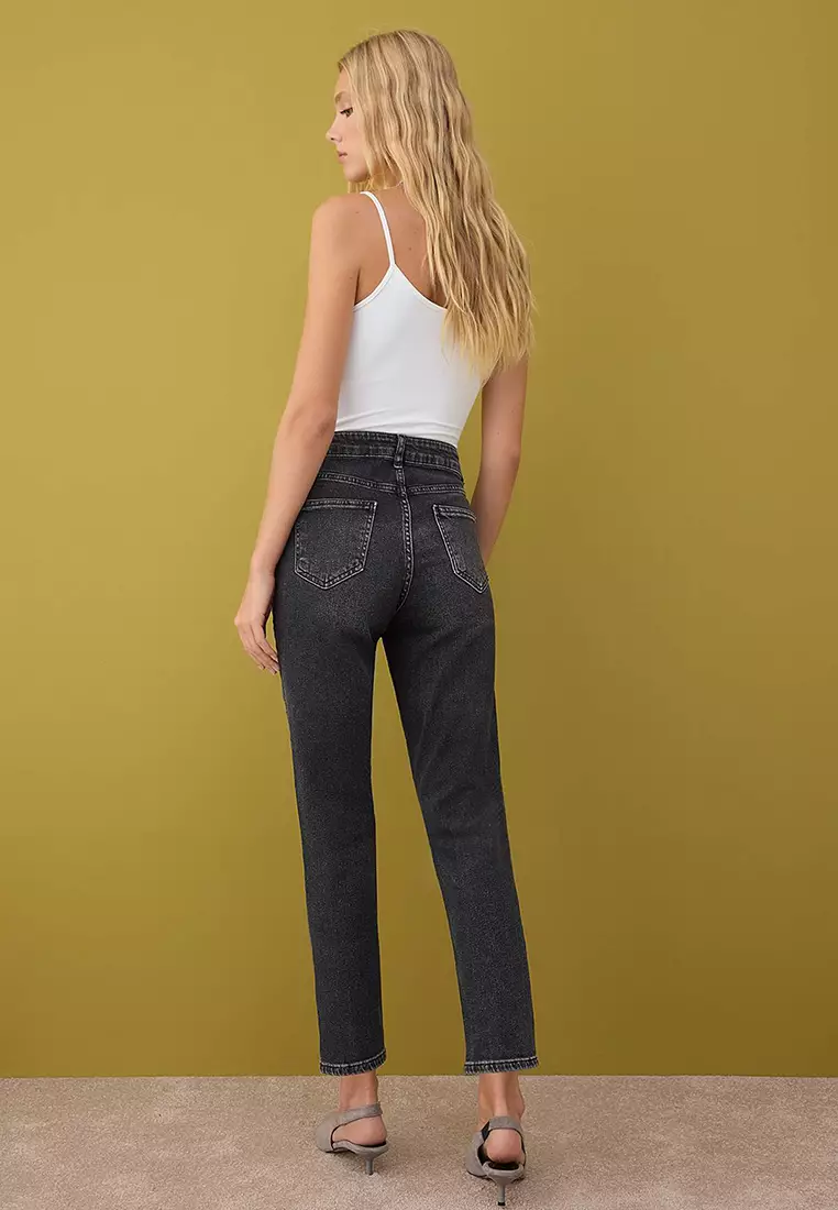 Anthracite High Waist Flexible Comfort New Mom Jeans Twoaw26Je00056