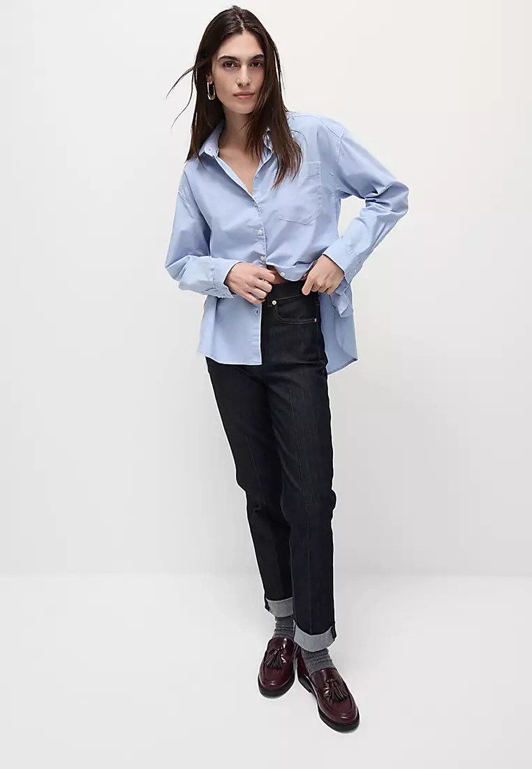 Pure Cotton Collared Oversized Shirt