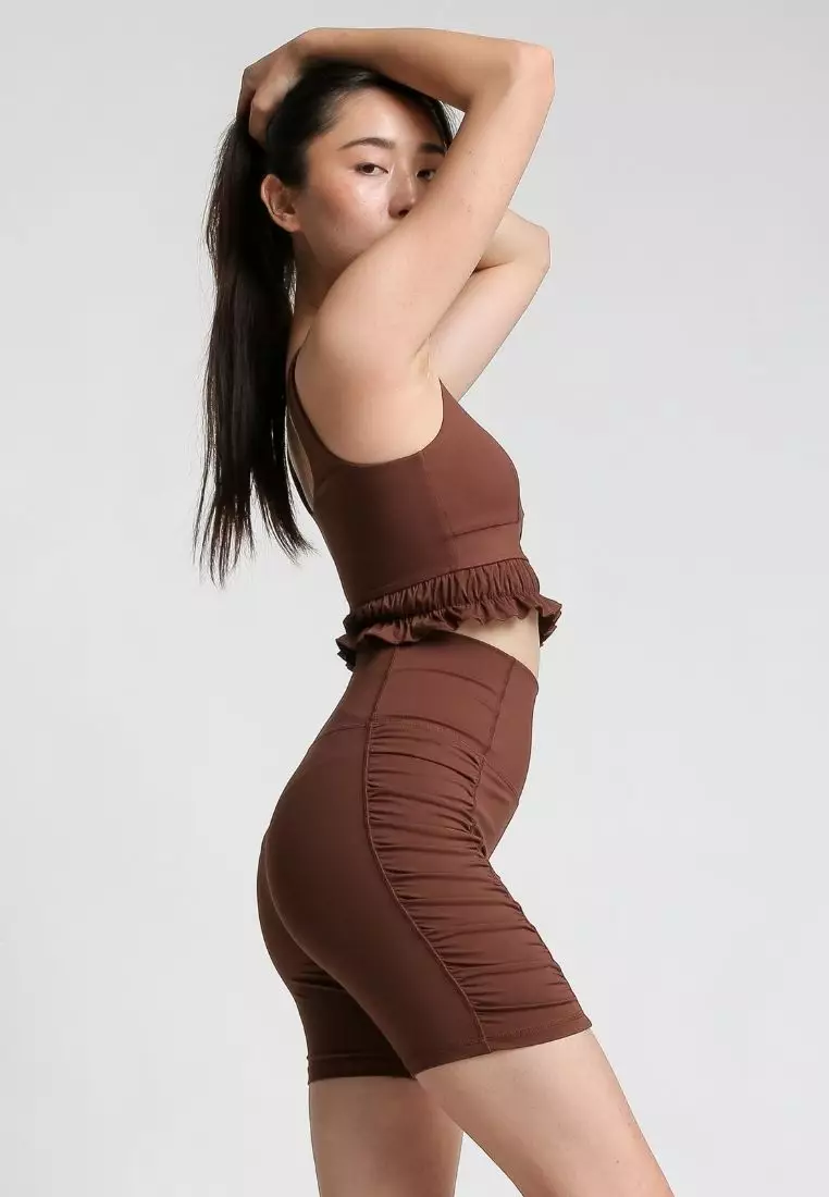 NAKD Lux Sueded Ruched Crop Top Bra