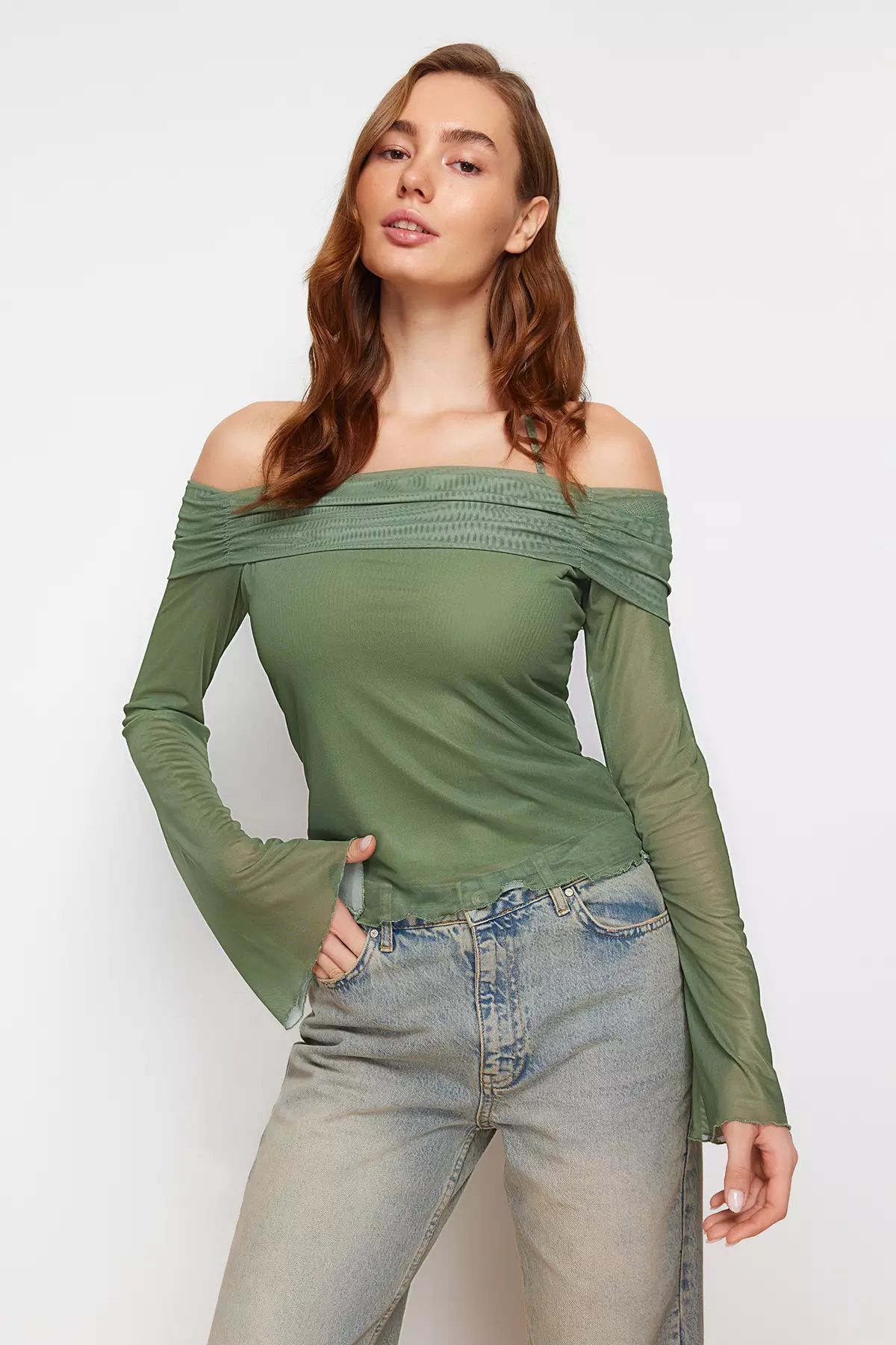 Knitted Blouse with Flared Sleeves