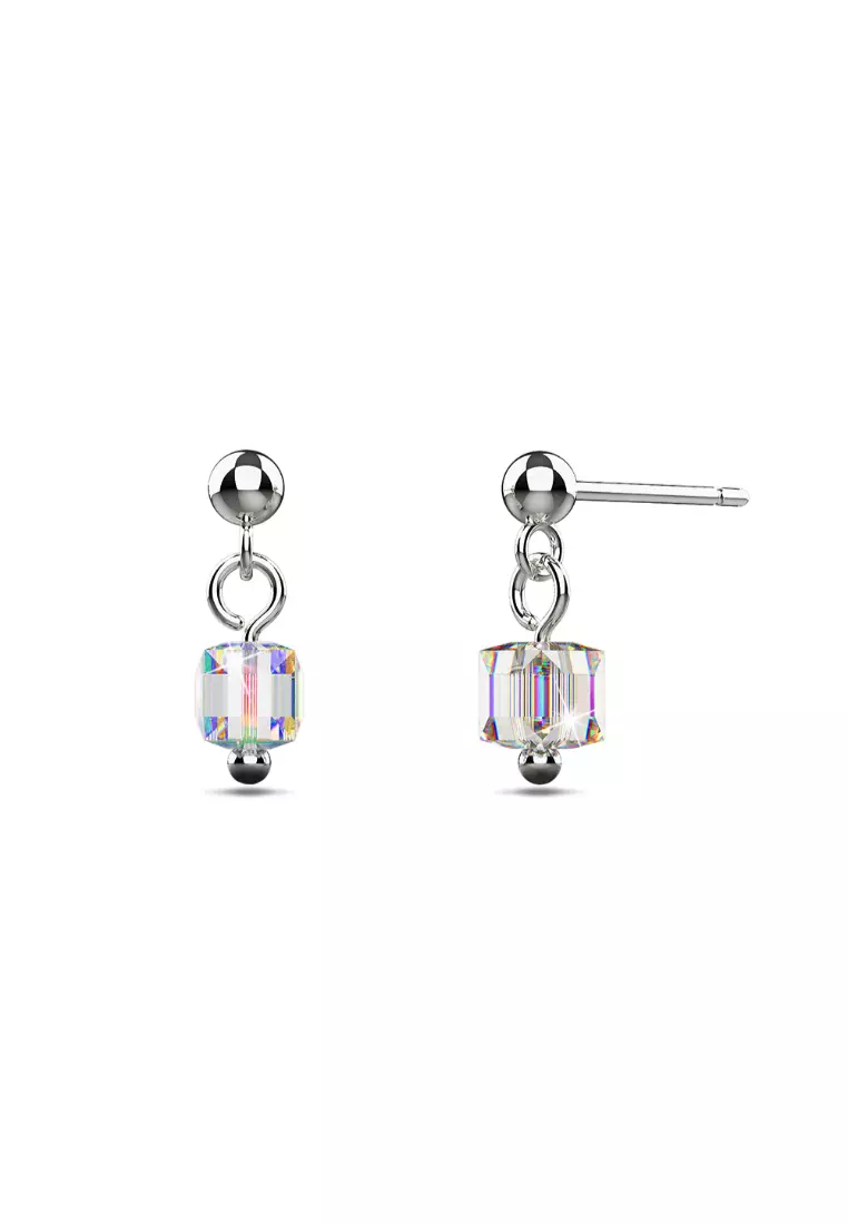 925 Signature Solid 925 Sterling Silver Iridescent Cube Drop