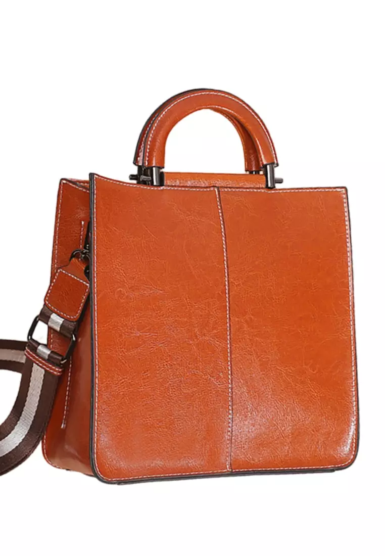 Women's Retro Cowhide Leather Shoulder Bags Tote Bags