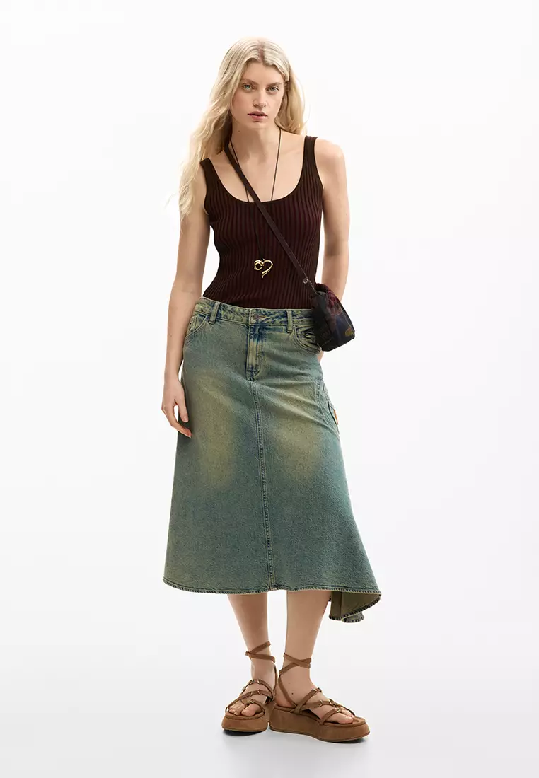 WOMAN FLAT KNIT T-SHIRT STRAPS