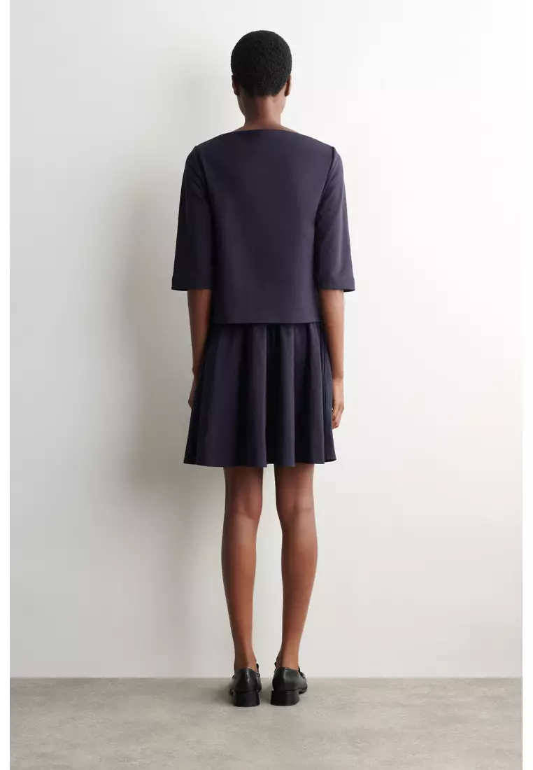 CONTRAST-PANEL BOAT-NECK MINI DRESS