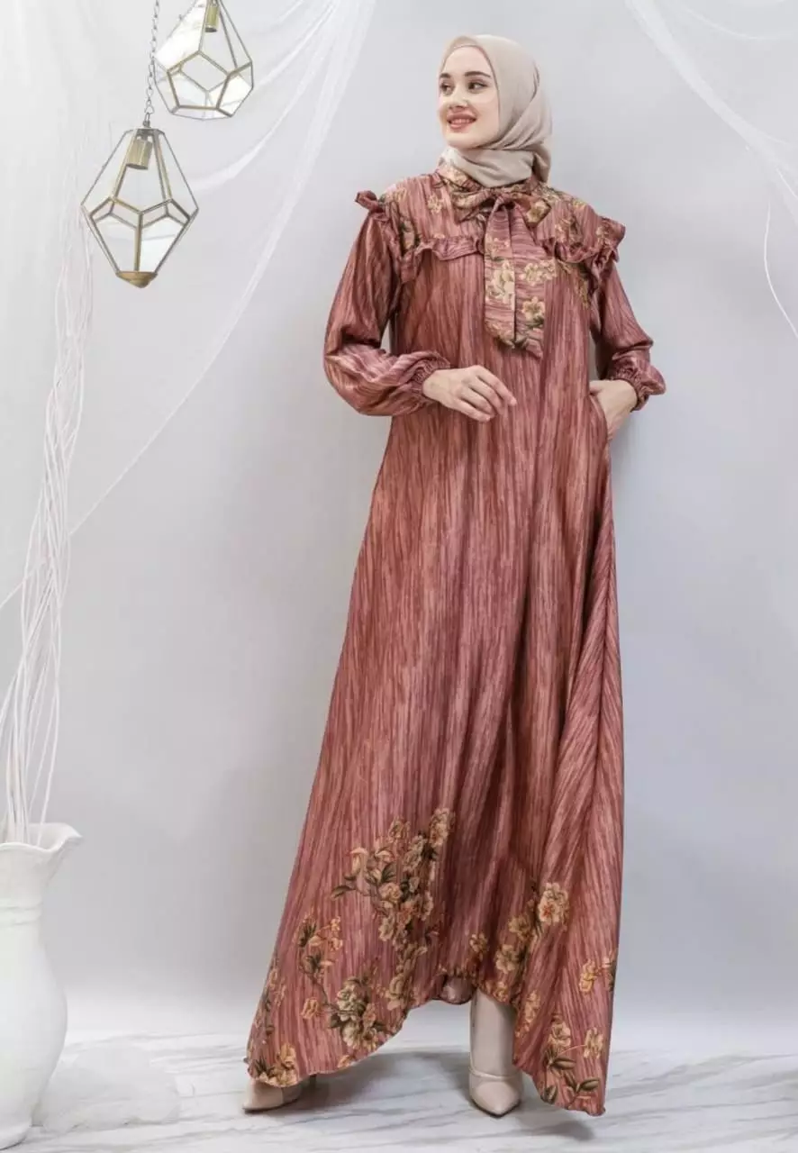 Ulva Coklat Tua Dress Party | Long Dress | Gamis Modern Premium MYA