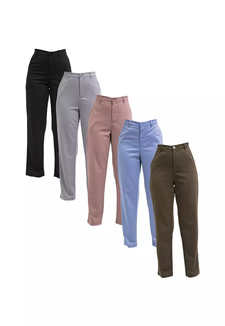 Forest Ladies Pant Roman Straight Cut Casual Long Pants Women - 810470-01Black