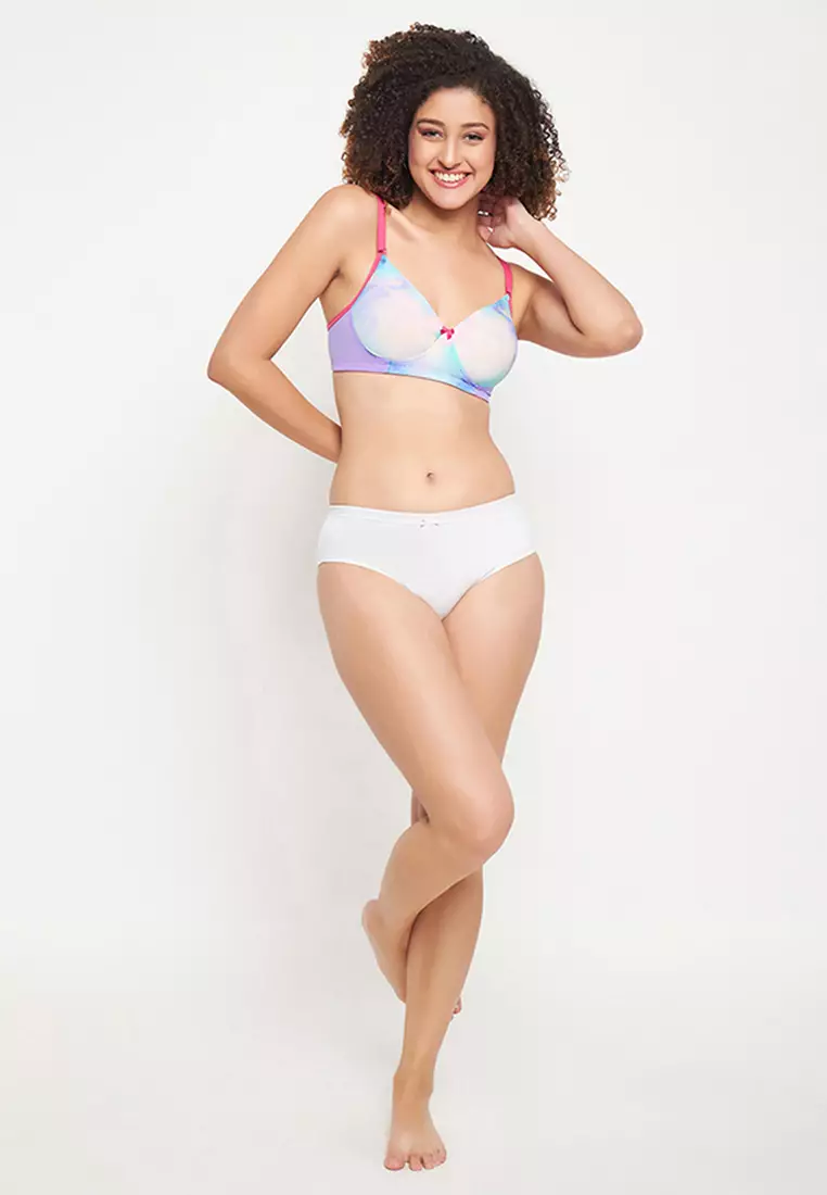 Padded Non-Wired Printed T-shirt Bra with Detachable Straps