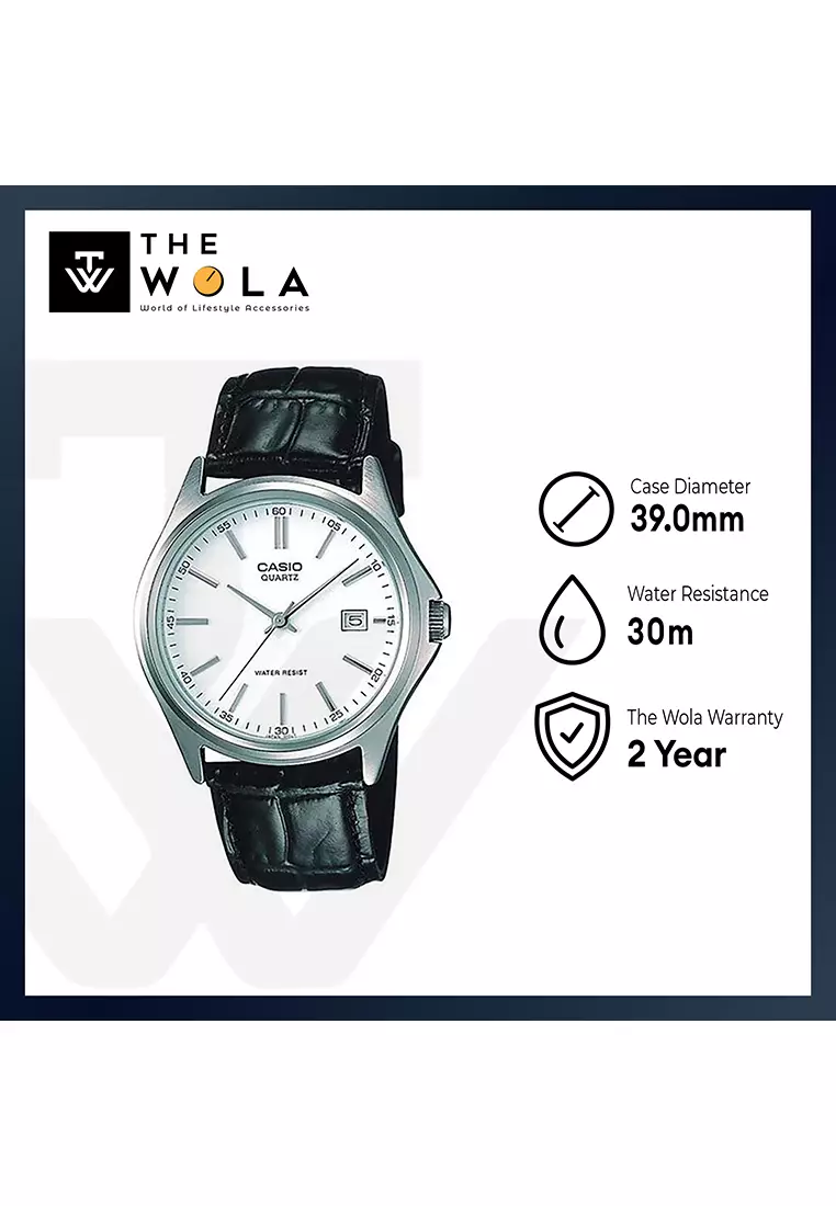 Men's Analog MTP-1183E-7A Black Genuine leather Band Watch