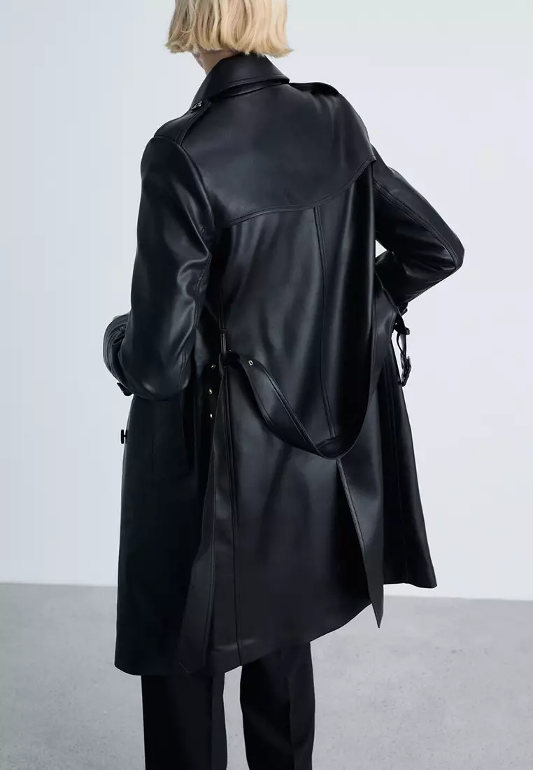 Buy Mango Leather-Effect Trench Coat 2025 Online ZALORA Philippines