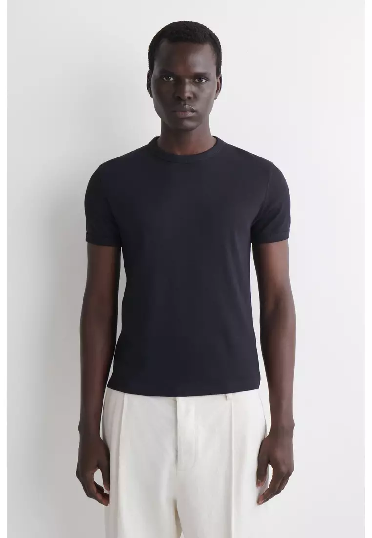 Buy COS SLIM RIBBED COTTON T-SHIRT Online | ZALORA Malaysia