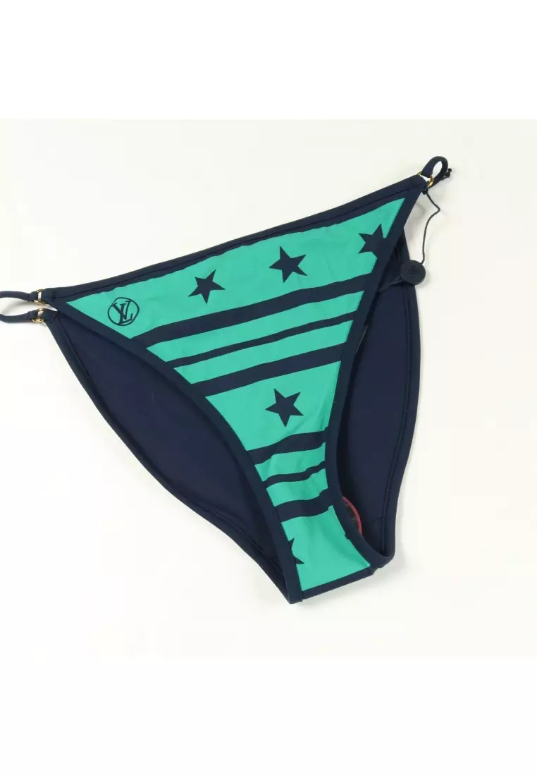 Pre-Loved Louis Vuitton bikini swimsuit star Nylon Navy green