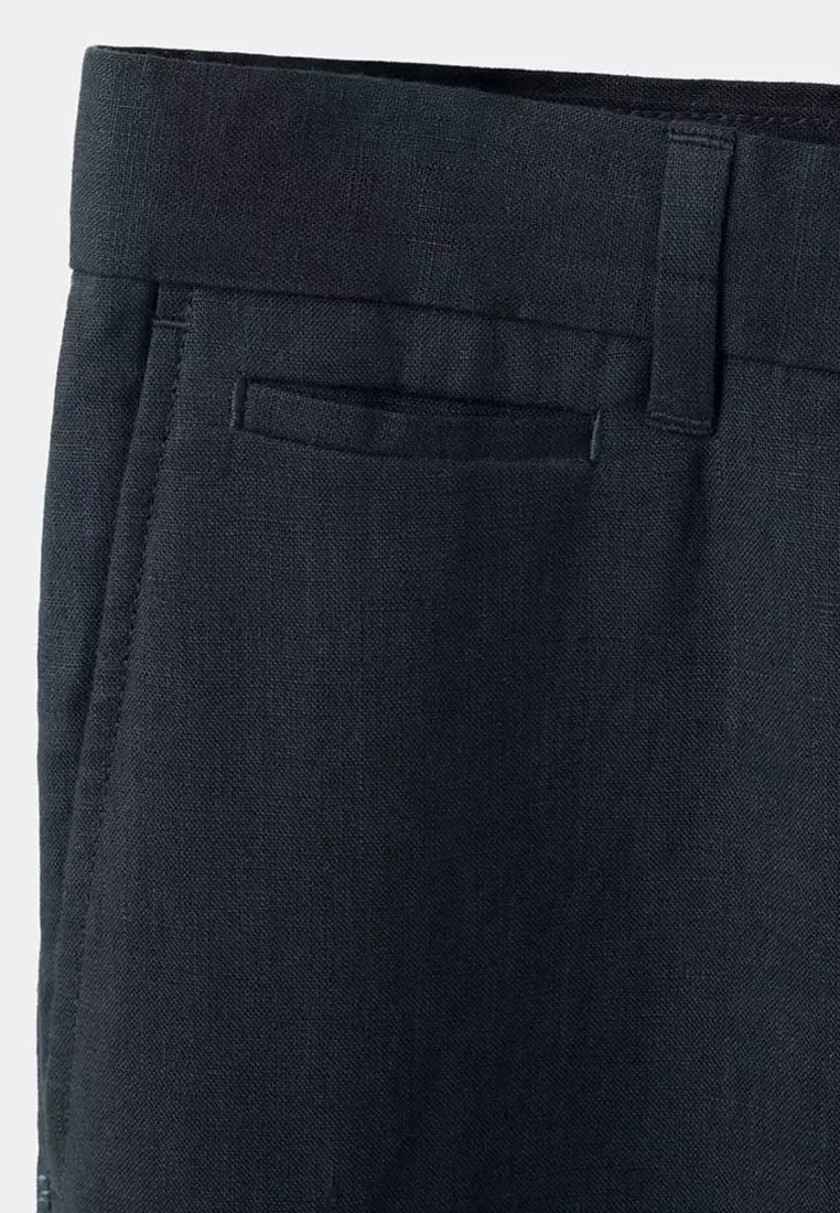 Slim-Fit 100% Linen Trousers